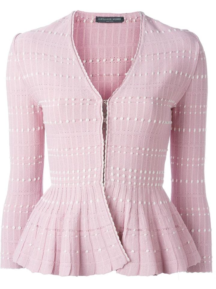 Alexander Mcqueen Peplum Cardigan, Women's, Size: S, Pink/purple, Viscose/polyester/cotton/polyamide