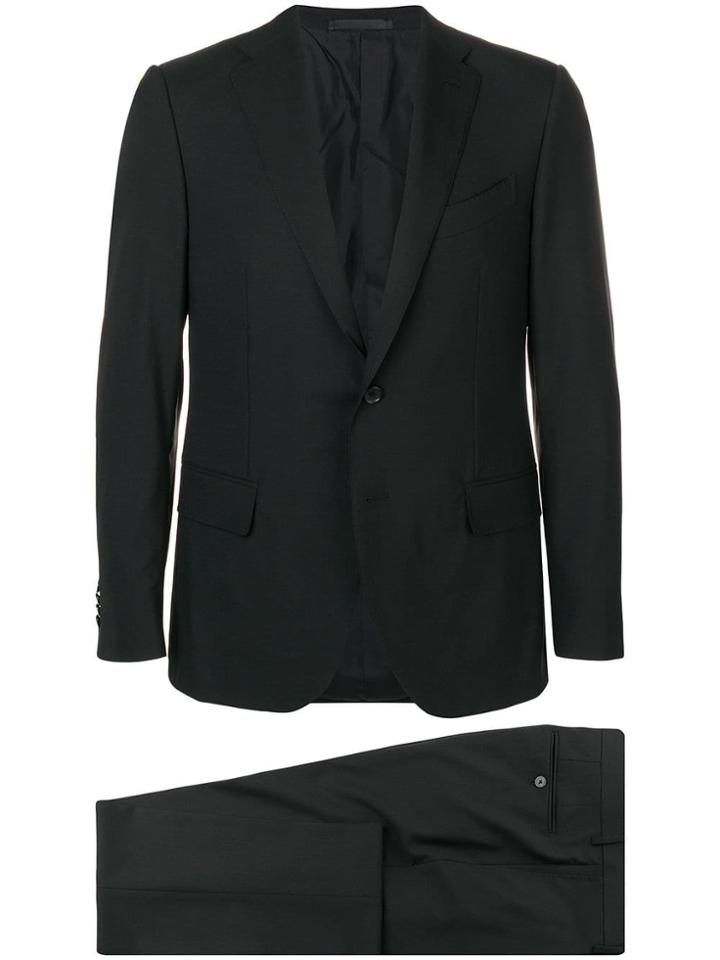 Caruso Single Breasted Suit - Black
