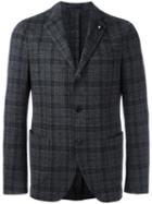 Lardini Checked Blazer, Men's, Size: 48, Grey, Viscose/cupro/cotton/wool