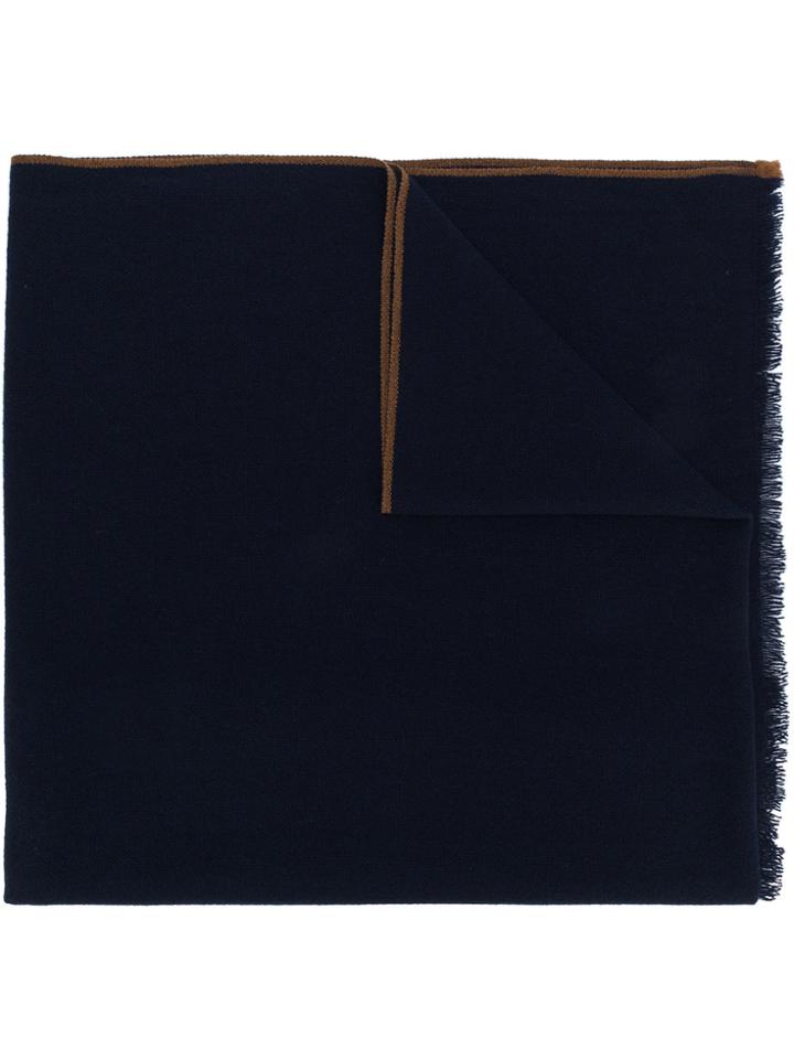 Eleventy Stripe Hem Scarf - Blue