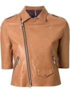 Guild Prime Half Sleeve Biker Jacket, Women's, Size: 36, Brown, Cupro/lamb Skin
