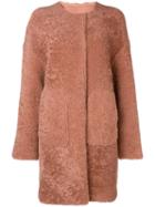 Yves Salomon Meteo Curly Merino Coat - Pink