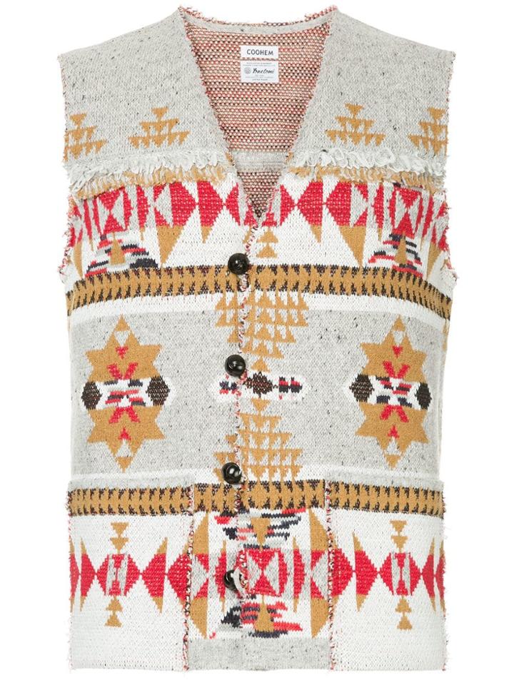 Coohem Knit Native Jacquard Vest - Multicolour