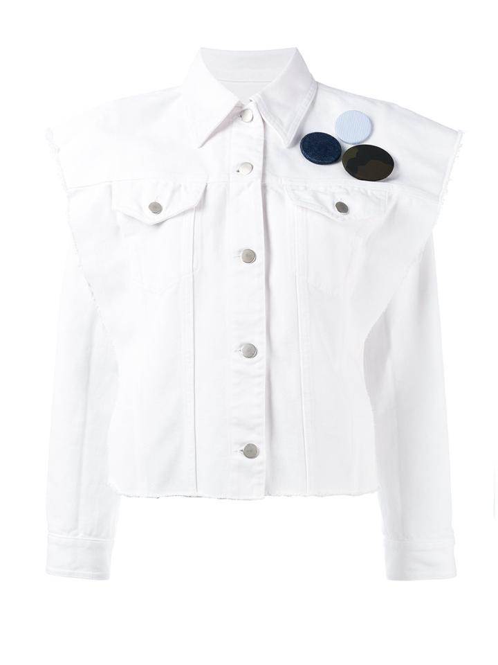 Mm6 Maison Margiela Patch Shirt Jacket, Women's, Size: 40, White, Cotton