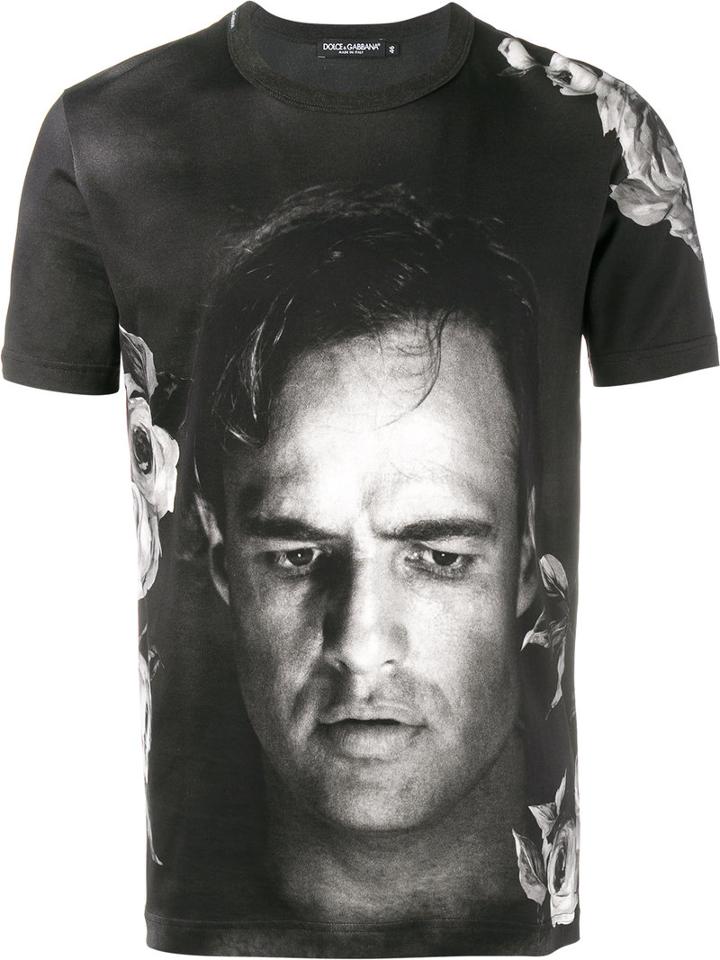 Dolce & Gabbana Marlon Brando Printed T-shirt, Men's, Size: 54, Black, Cotton