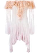 Philosophy Di Lorenzo Serafini - Ombré Lace Off The Shoulder Dress - Women - Polyamide/polyester - 42, Pink/purple, Polyamide/polyester