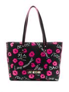 Love Moschino Lip Print Shopping Tote - Black