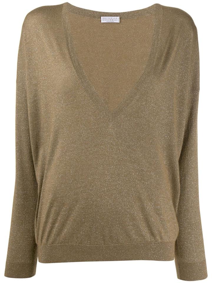 Brunello Cucinelli V Neck Jumper - Green