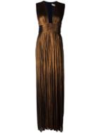 Maria Lucia Hohan 'rita' Pleated Plunge Neckline Gown, Women's, Size: 40, Grey, Silk/nylon/spandex/elastane