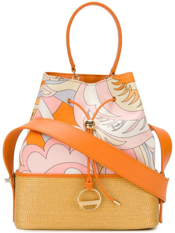 Emilio Pucci Orange Acapulco Print Bonita Bucket Bag