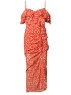 Veronica Beard - Cold Shoulder Floral Dress - Women - Silk - 4, Red, Silk