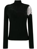 Liu Jo Lace Panel Fine Knit Sweater - Black
