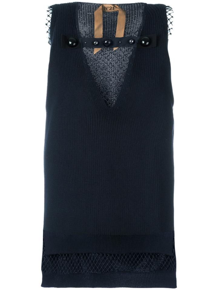 No21 Netting Panel Vest Top - Blue