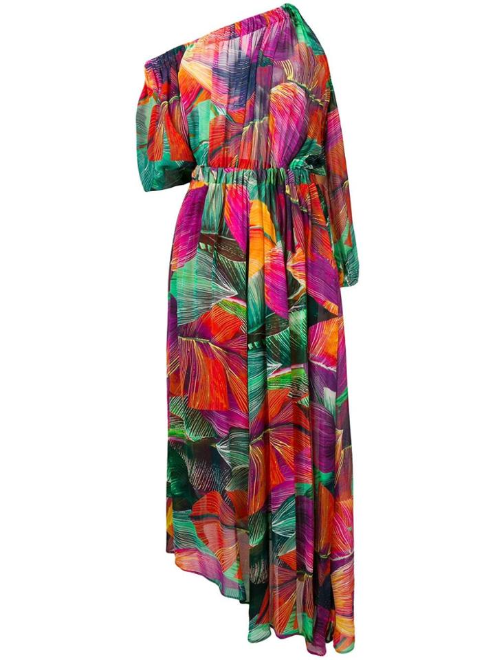 Pinko Tropical Print Asymmetric Dress - Green