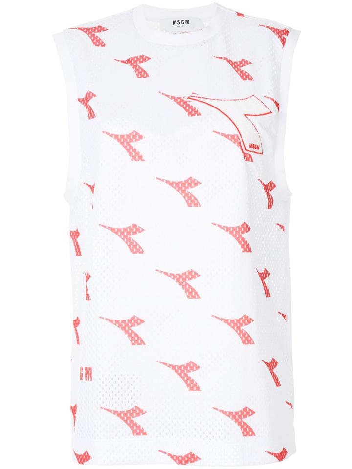 Msgm Logo Print Tank Top - White