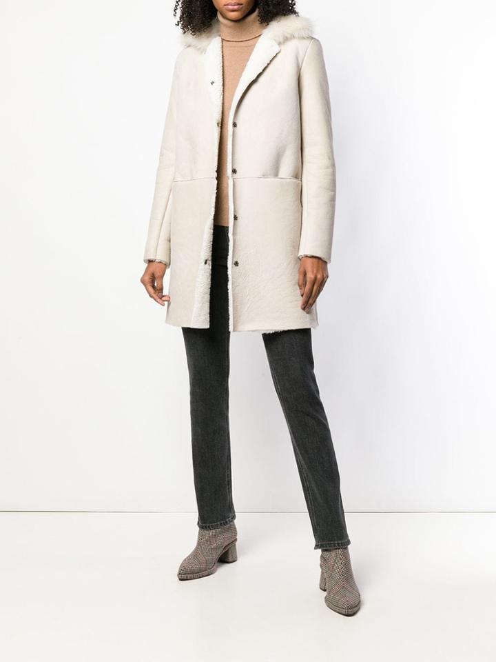 Salvatore Santoro Shearling Midi Coat - Neutrals