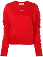 Msgm Ruched Sleeve Sweatshirt - Red