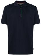 Ps By Paul Smith Cycle Stripe Zip Polo Shirt - Blue