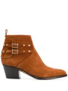 Valentino Valentino Garavani Rockstud Cowboy Ankle Boots - Brown