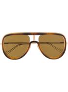 Fendi Eyewear Framed Aviator Sunglases - Brown