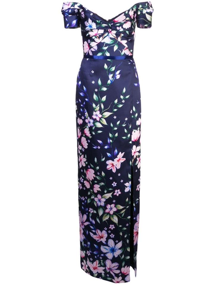 Marchesa Notte Off-the-shoulder Mikado Gown - Blue