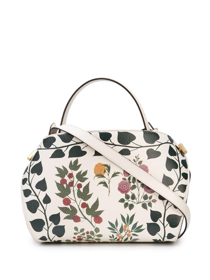 Oscar De La Renta Nolo Floral Print Tote - White
