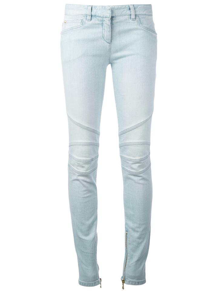 Balmain - Zipped Cuff Skinny Jeans - Women - Cotton/spandex/elastane - 36, Blue, Cotton/spandex/elastane