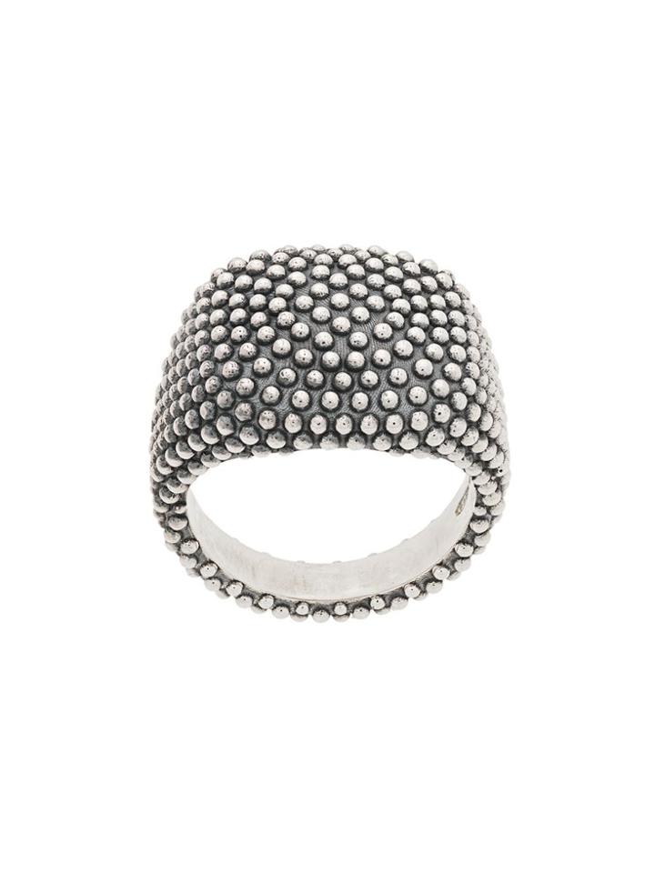 Nove25 Dotted Oval Signet Ring - Silver