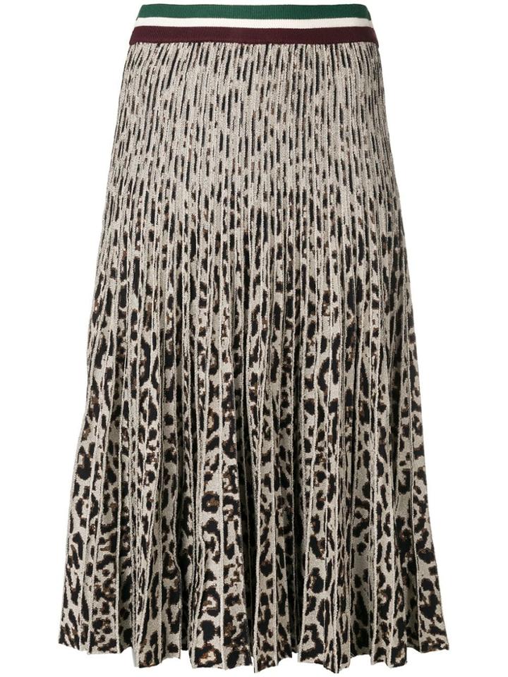 Baum Und Pferdgarten Pleated Leopard Print Skirt - C8111 Lurex Leopard