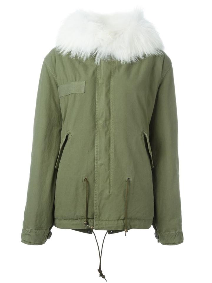 Mr & Mrs Italy Fur Hooded Parka, Women's, Size: S, Green, Cotton/lamb Skin/racoon Fur/viscose