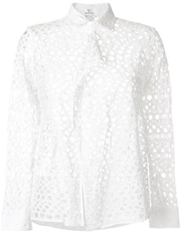 Y's By Yohji Yamamoto Vintage Eyelet Cut-out Shirt - White