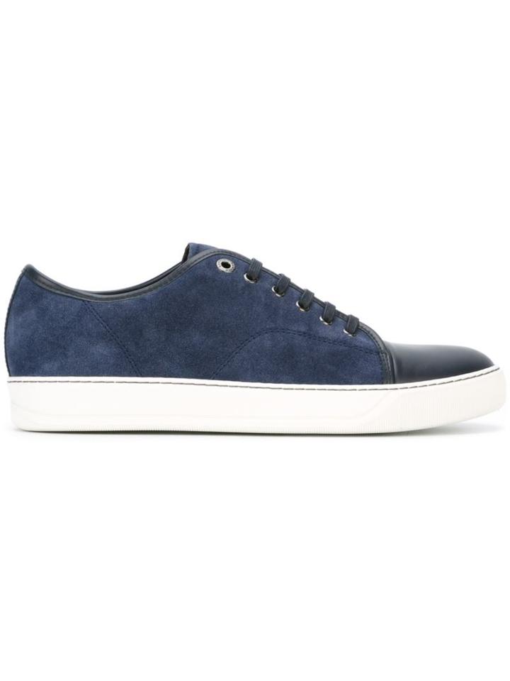 Lanvin Contrasted Toe Cap Sneakers, Men's, Size: 10, Blue, Suede/leather/rubber