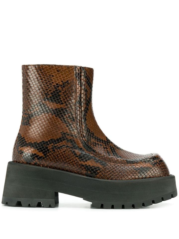 Marni Chunky Python Print Boots - Brown