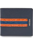 Prada Leather Mesh Bifold Wallet - Blue