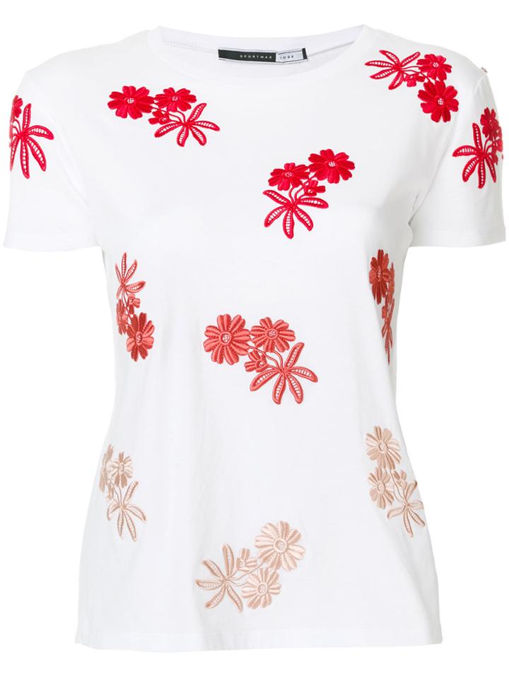 Sport Max Code Embroidered Floral T-shirt - White