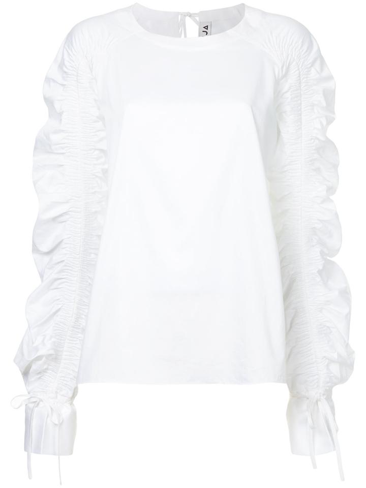 Teija Top With Gathered Sleeves - White