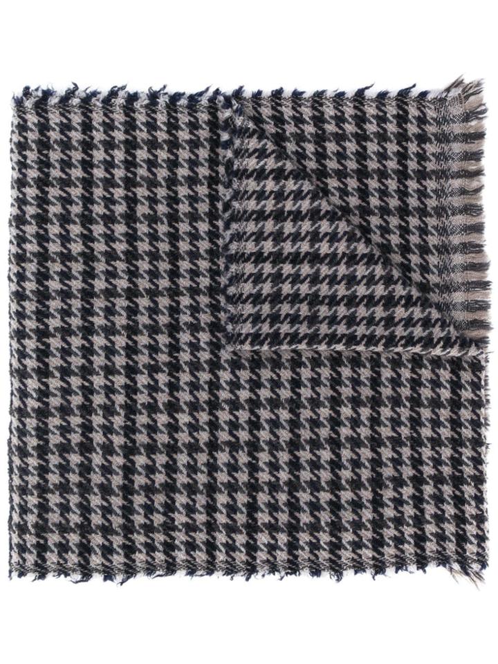 Fay Houndstooth Knit Scarf - Blue