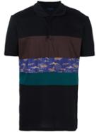 Lanvin Animal Stripe Polo Shirt, Men's, Size: Medium, Black, Cotton
