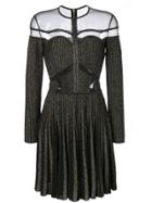 Elie Saab Ribbed Knit Mesh Insert Dress - Black
