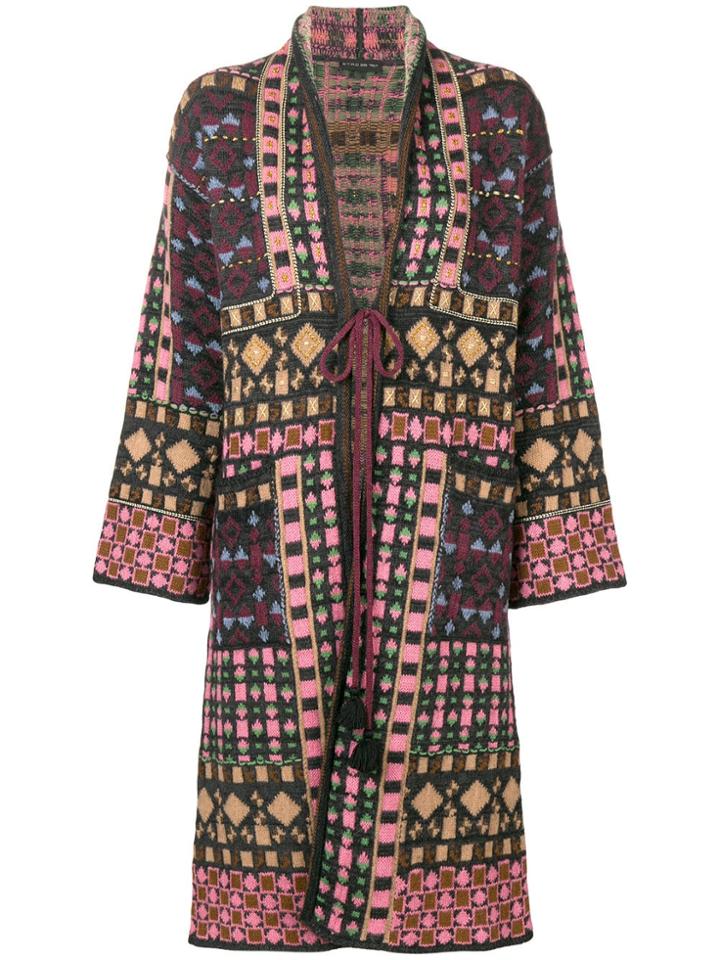 Etro Geometric Print Knitted Coat - Pink & Purple