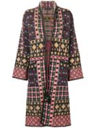 Etro Geometric Print Knitted Coat - Pink & Purple