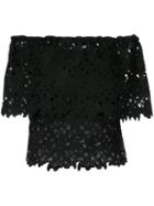 Bambah - Lace Off Shoulder Top - Women - Polyester - 8, Black, Polyester