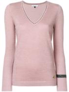 Bella Freud Glitter Effect V-neck Sweater - Pink & Purple