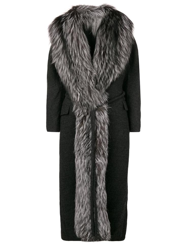 Ermanno Scervino Oversized Fox Fur Coat - Grey