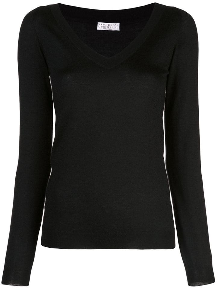 Brunello Cucinelli V-neck Blouse - Black