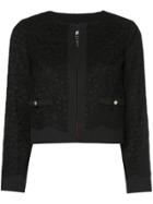 Loveless Lace Overlay Cropped Jacket - Black