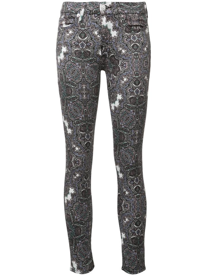 7 For All Mankind Abstract Print Skinny Jeans, Size: 24, Cotton/spandex/elastane