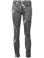 7 For All Mankind Abstract Print Skinny Jeans, Size: 24, Cotton/spandex/elastane