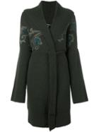Etro Belted Knit Pattern Cardi-coat, Women's, Size: 46, Green, Acrylic/nylon/polyamide/wool