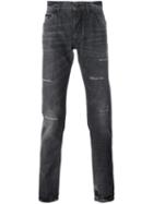Dolce & Gabbana Distressed Jeans, Men's, Size: 52, Grey, Cotton/calf Leather/zamac